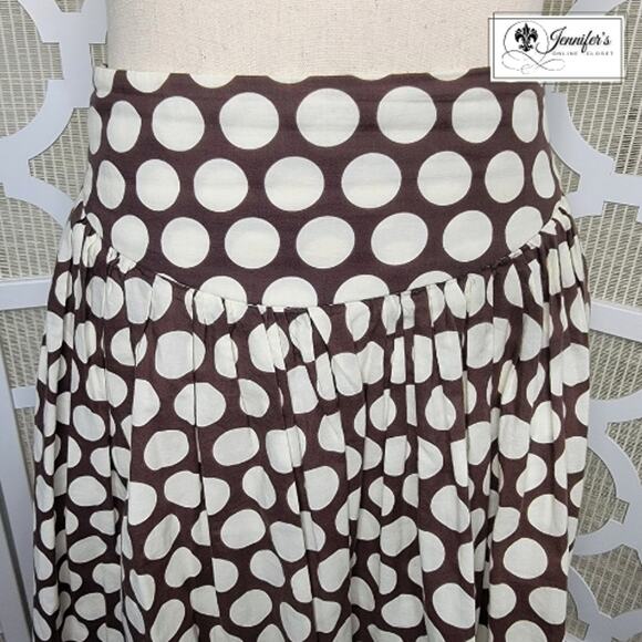 Necessary Objects Women's Brown & Cream Polka Dot Flare Skirt Size L - Picture 3 of 10